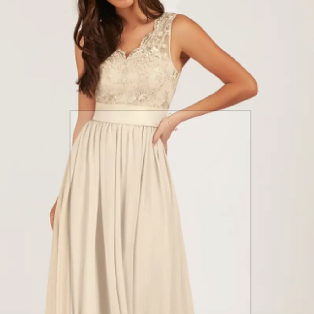 Azazie Gertrude Champagne Bridesmaid dress